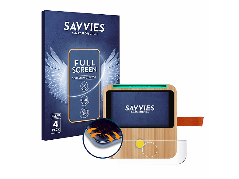 SAVVIES 4x Flex Full-Cover 3D Curved Schutzfolie(für tigerbox Touch)