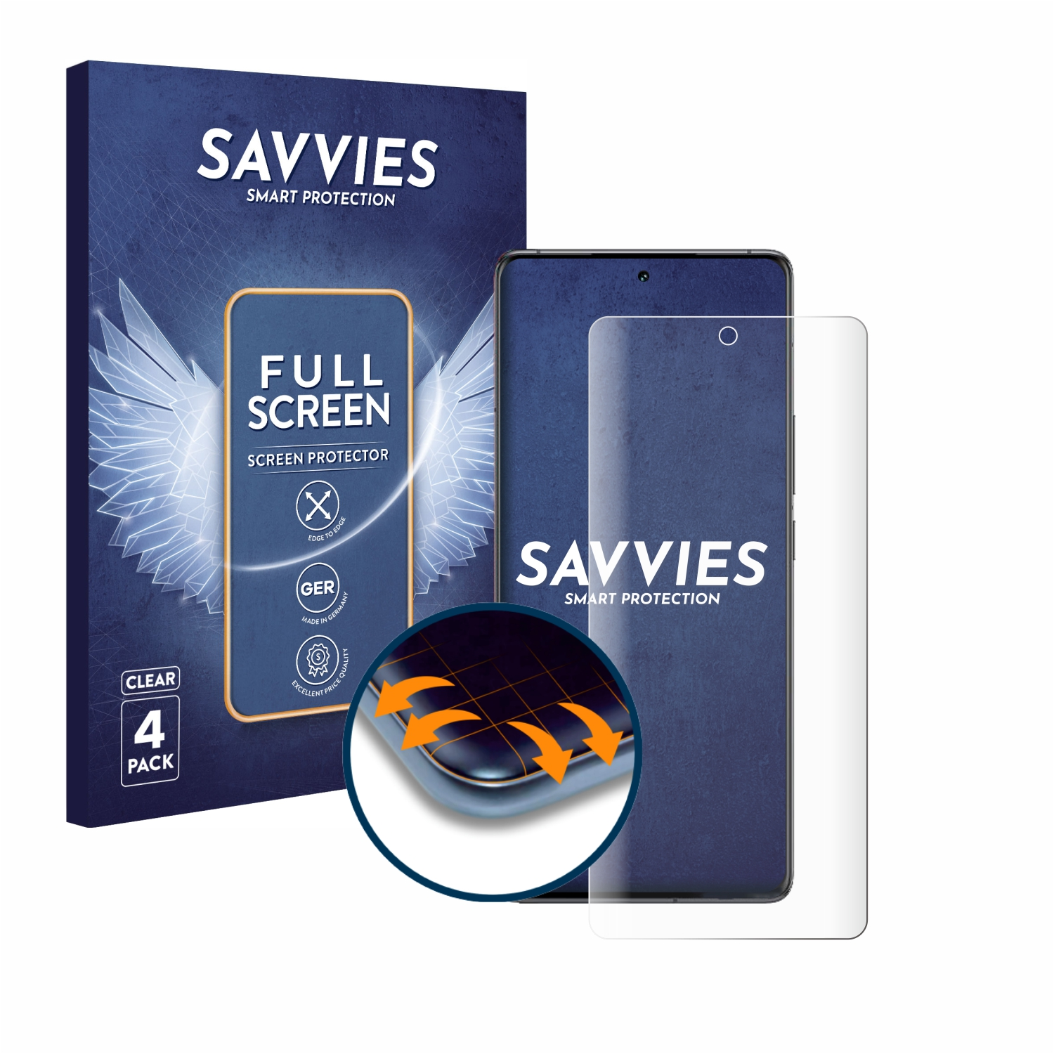 SAVVIES 4x Flex Full-Cover iQOO Pro) Schutzfolie(für Curved 12 Vivo 3D