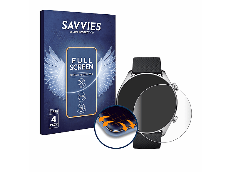 SAVVIES 4x Flex Edition) 4 Amazfit Huami Limited Schutzfolie(für Full-Cover GTR 3D Curved