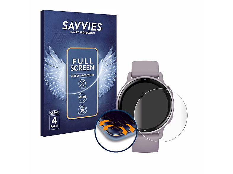SAVVIES 4x Flex Full-Cover 3D Curved Schutzfolie (für Garmin vivoactive 5)