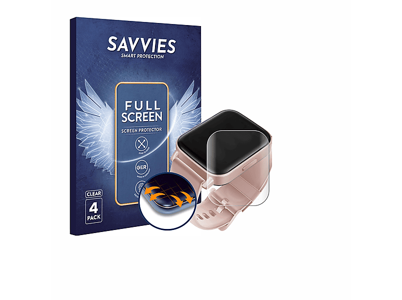SAVVIES 4x Flex Full-Cover 3D Curved Schutzfolie(für Klatre SMWT27 1.69\