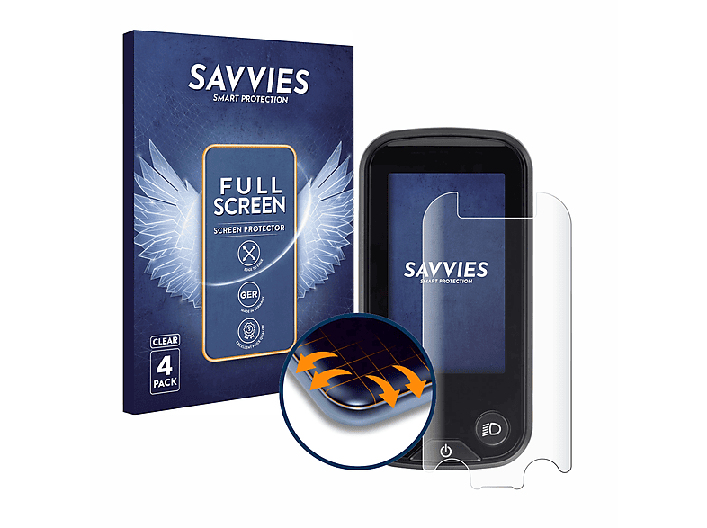 SAVVIES 4x Flex Full-Cover 3D Curved Schutzfolie(für Shimano Steps SC-E6100)