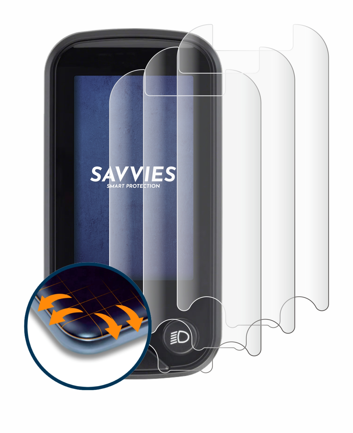 SAVVIES 4x Steps Curved Flex Schutzfolie(für Shimano SC-E6100) Full-Cover 3D