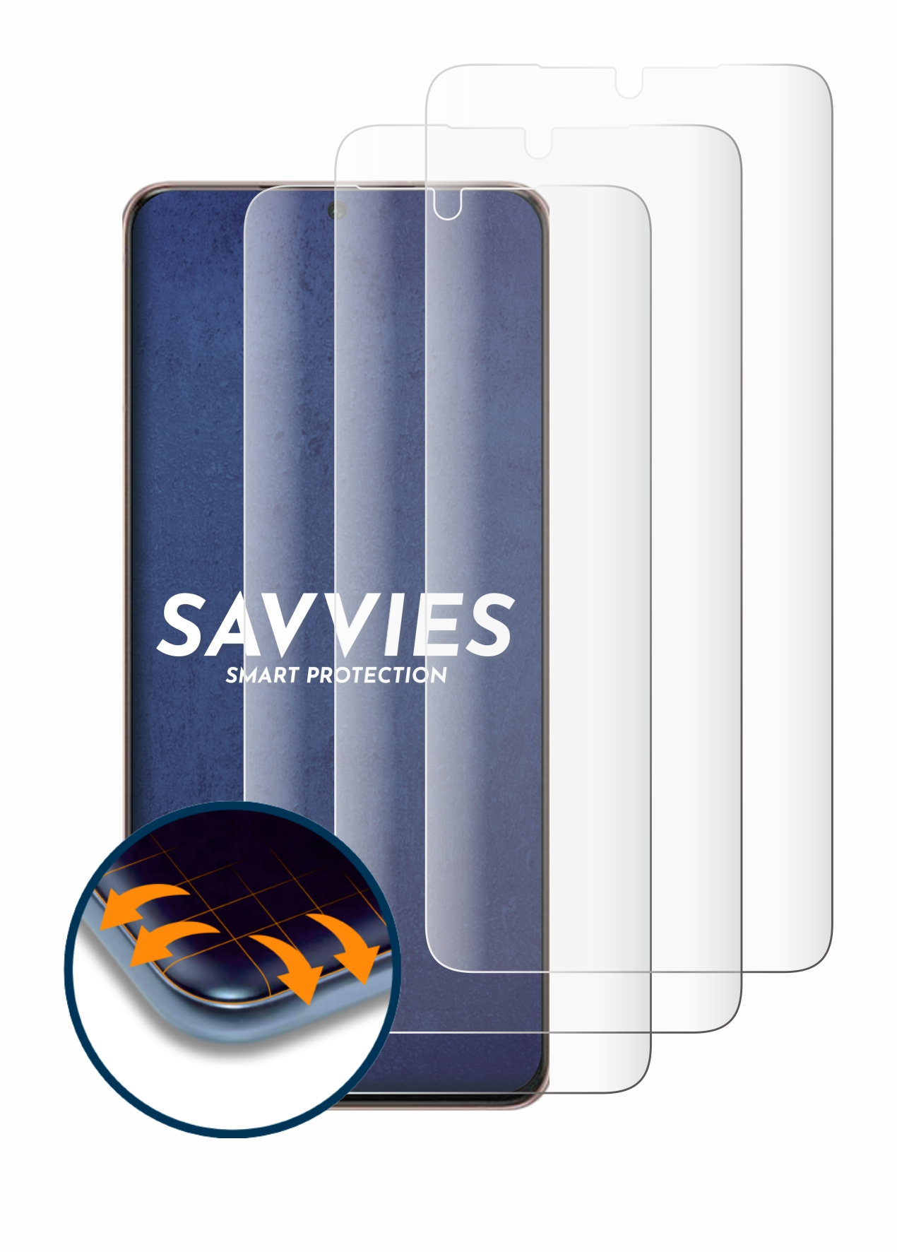 SAVVIES 4x Flex Full-Cover 3D Schutzfolie(für Galaxy Ultra Samsung 5G) S21 Curved