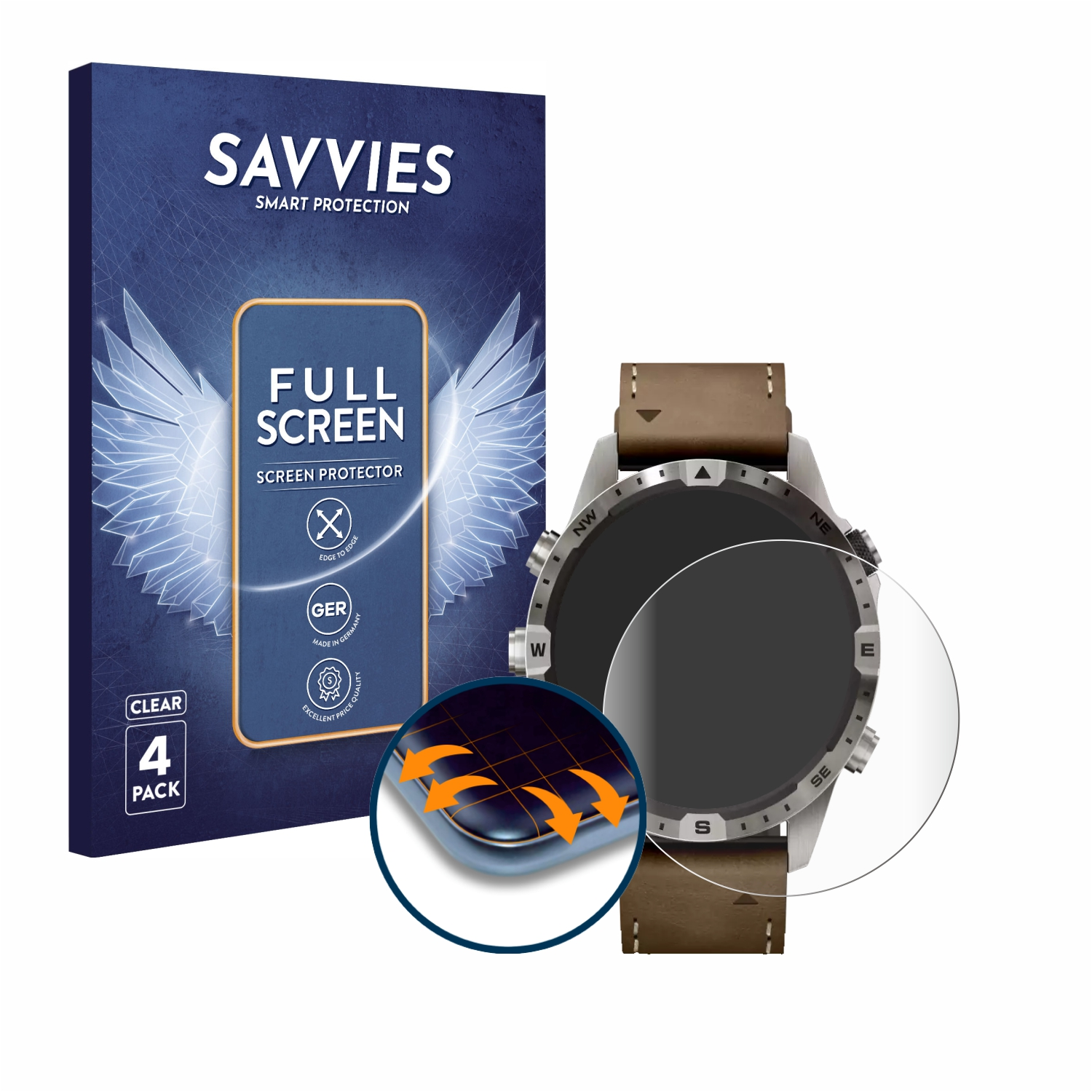 (Gen 2)) Garmin Full-Cover Adventurer Marq SAVVIES Curved Flex 3D 4x Schutzfolie(für