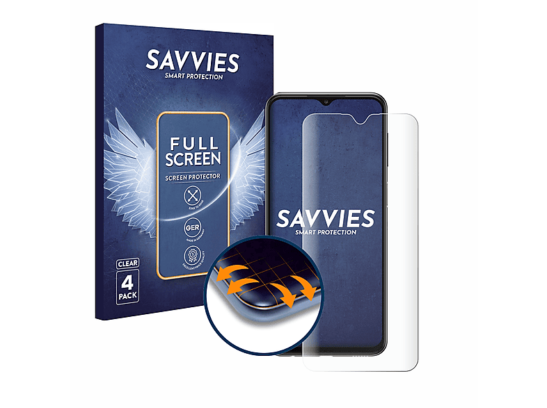 SAVVIES 4x Flex Full-Cover 3D Curved Schutzfolie(für Samsung Galaxy A23 5G)