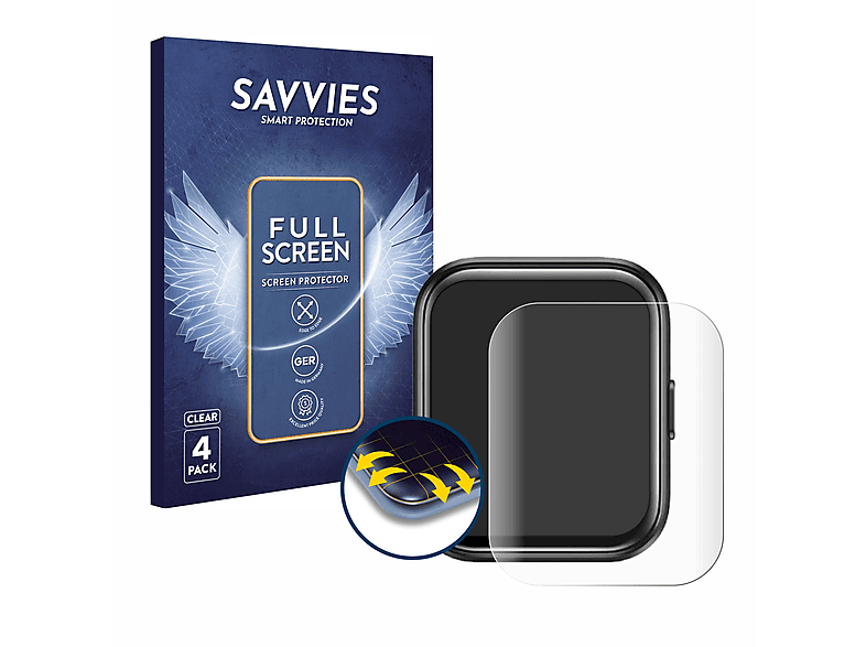 SAVVIES 4x Flex Full-Cover 3D Curved Schutzfolie(für Tensky ID208BT)
