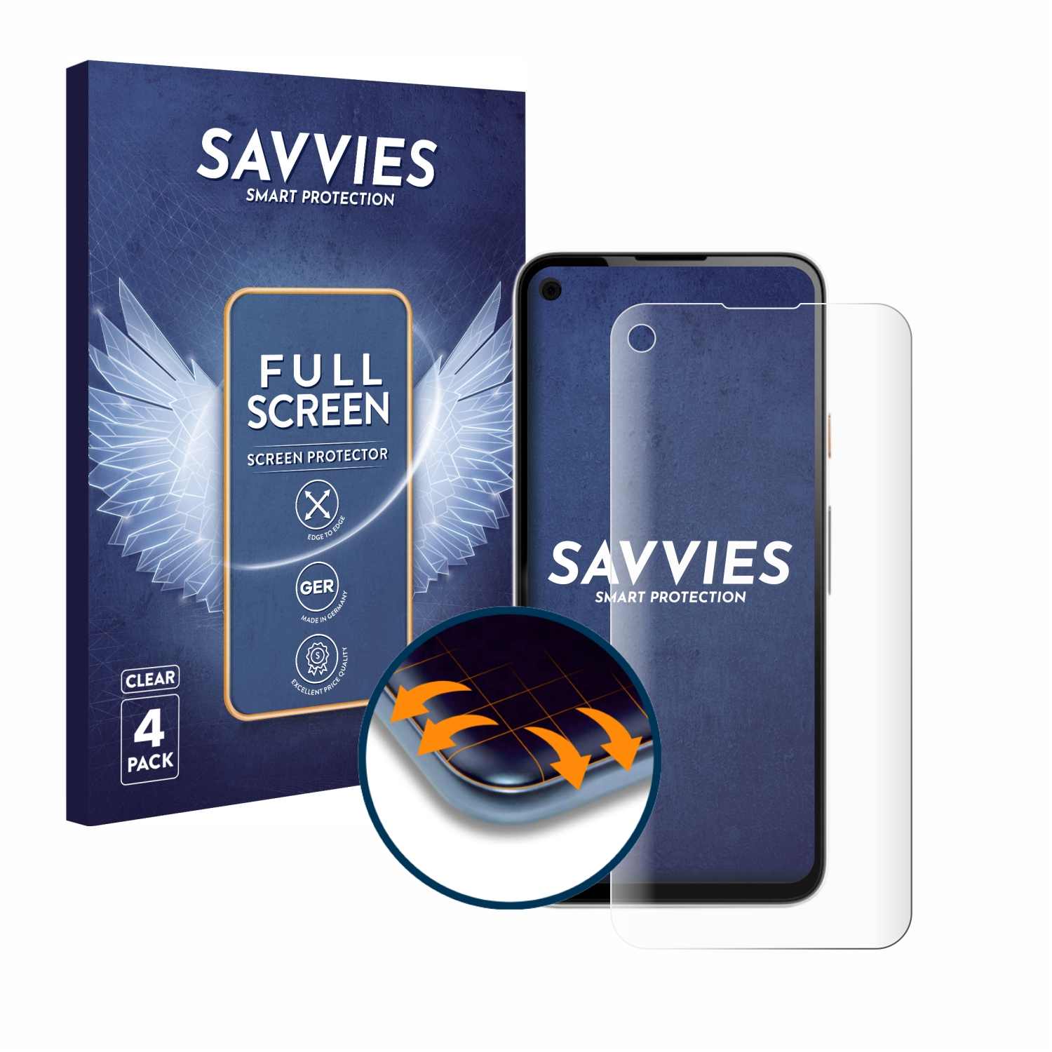 SAVVIES 4x Schutzfolie(für Google Flex 4a) 3D Full-Cover Pixel Curved