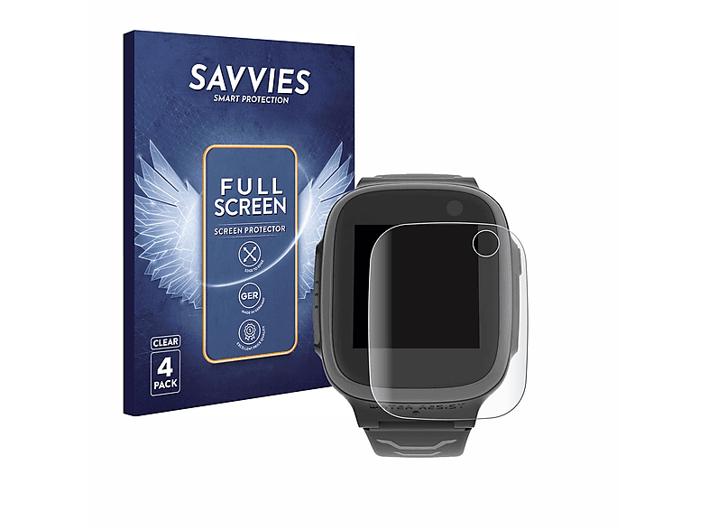 SAVVIES 4x Flex X5) Full-Cover Vodafone Watch Curved 3D Smart Schutzfolie(für