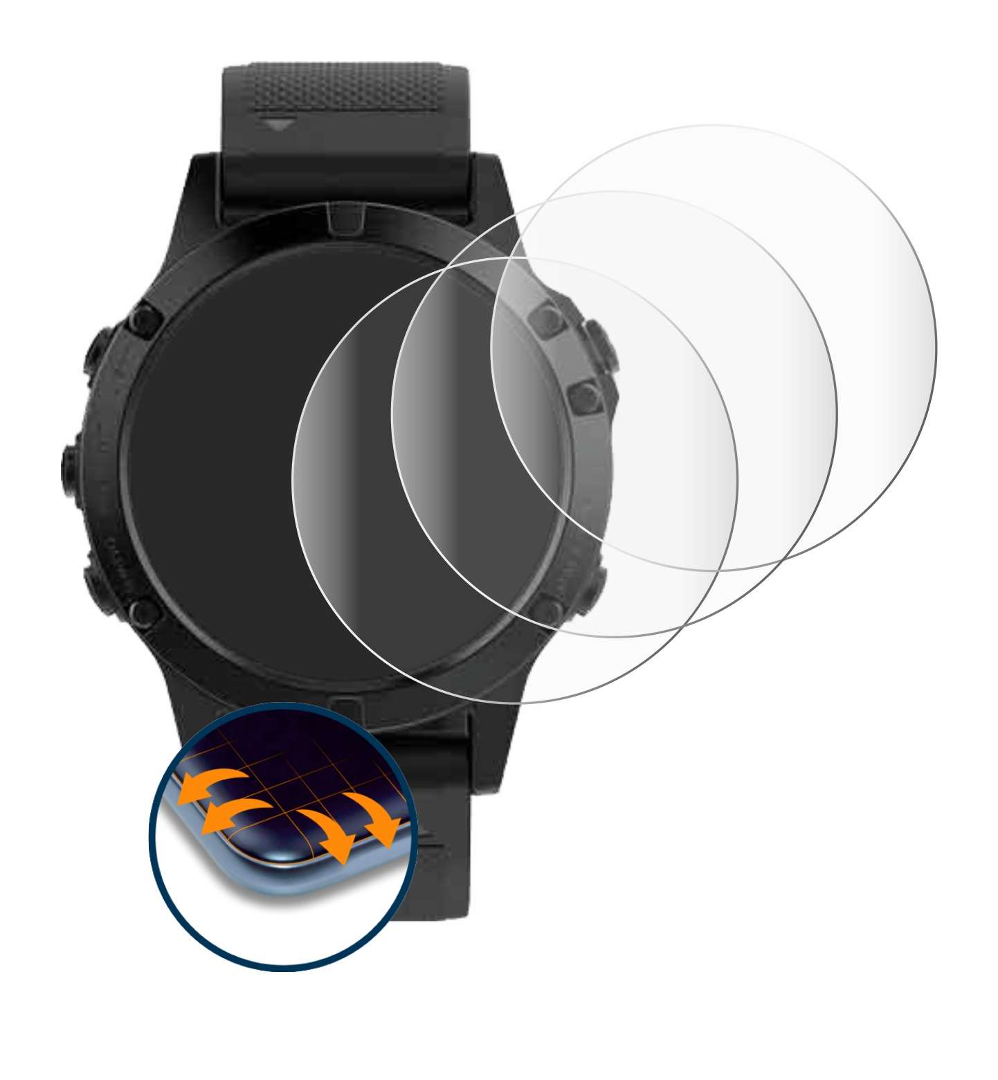 Flex Fenix SAVVIES Schutzfolie(für mm)) Full-Cover Curved Garmin 3D 4x 5 (47
