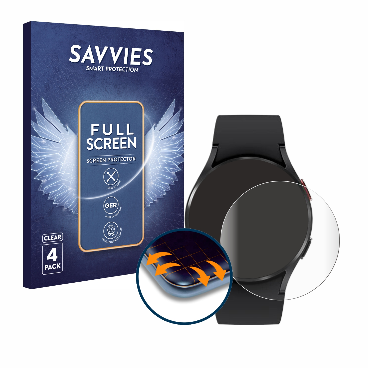 (40mm)) Flex 3D SAVVIES Galaxy Schutzfolie(für Full-Cover Watch Samsung 4x 4 Curved