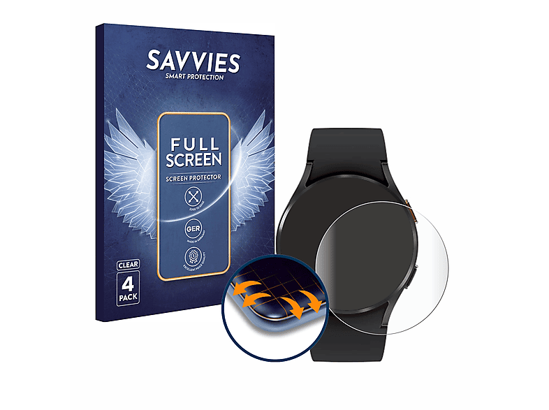 SAVVIES 4x Watch 3D Galaxy Schutzfolie(für (40mm)) Curved 4 Full-Cover Flex Samsung