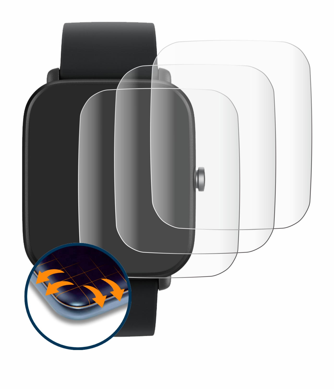 4x Amazfit SAVVIES Huami Curved U) Full-Cover 3D Bip Flex Schutzfolie(für
