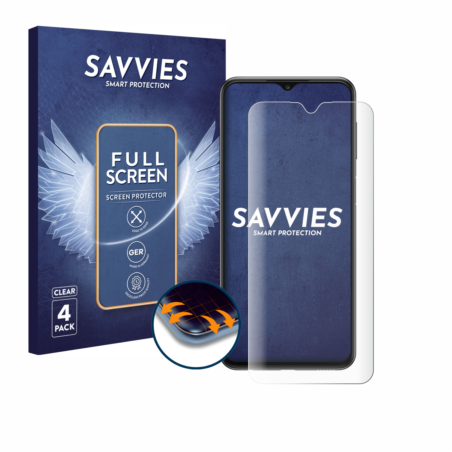 SAVVIES 4x Flex Full-Cover Schutzfolie(für A23) Curved Galaxy Samsung 3D