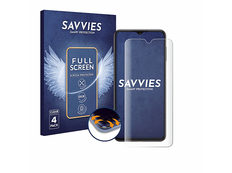 Full-Cover Schutzfolie(für Galaxy Samsung Flex A23) 4x Curved SAVVIES 3D