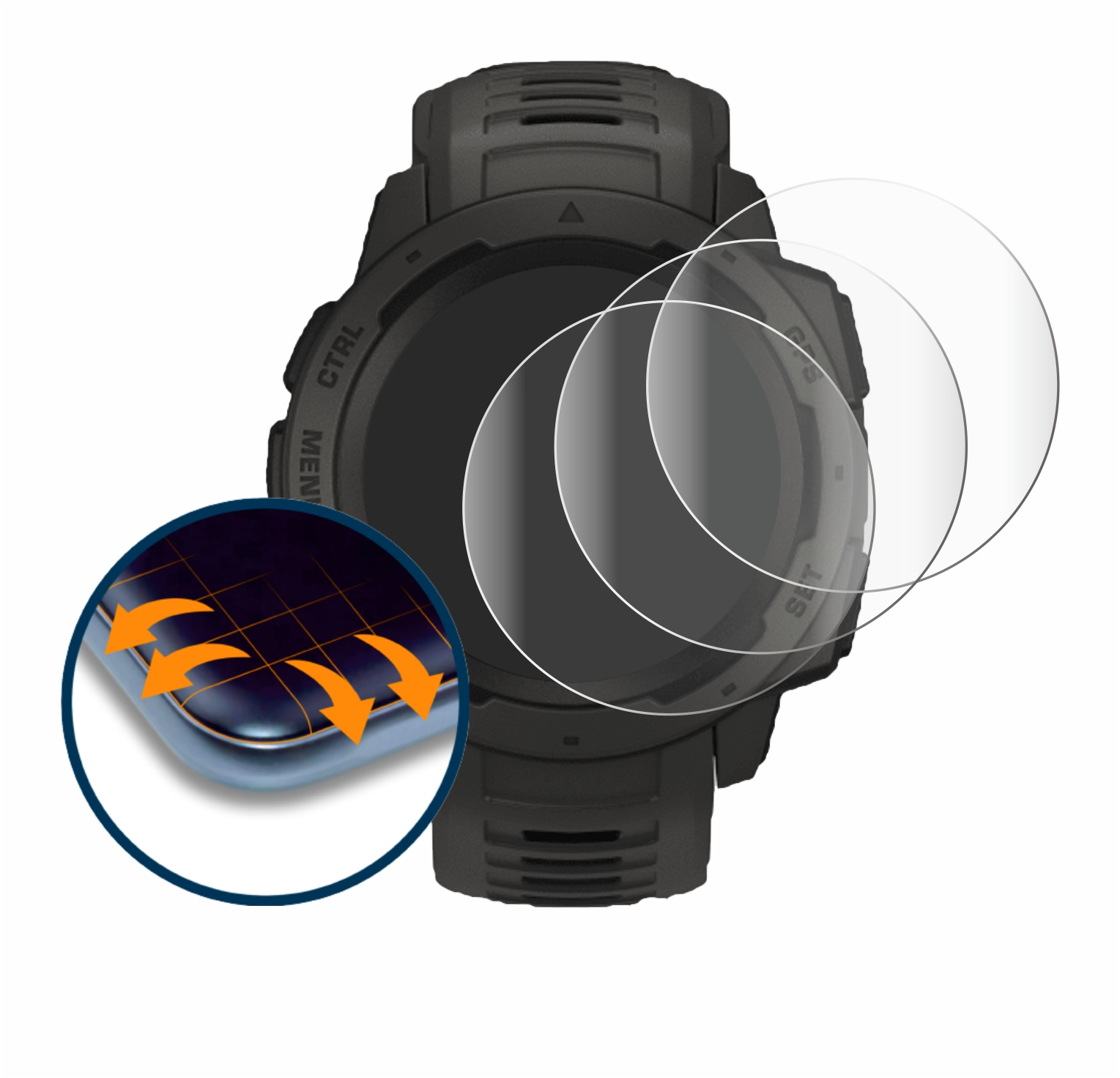 SAVVIES Solar) Curved Garmin Instinct Full-Cover Flex 4x Schutzfolie(für 3D