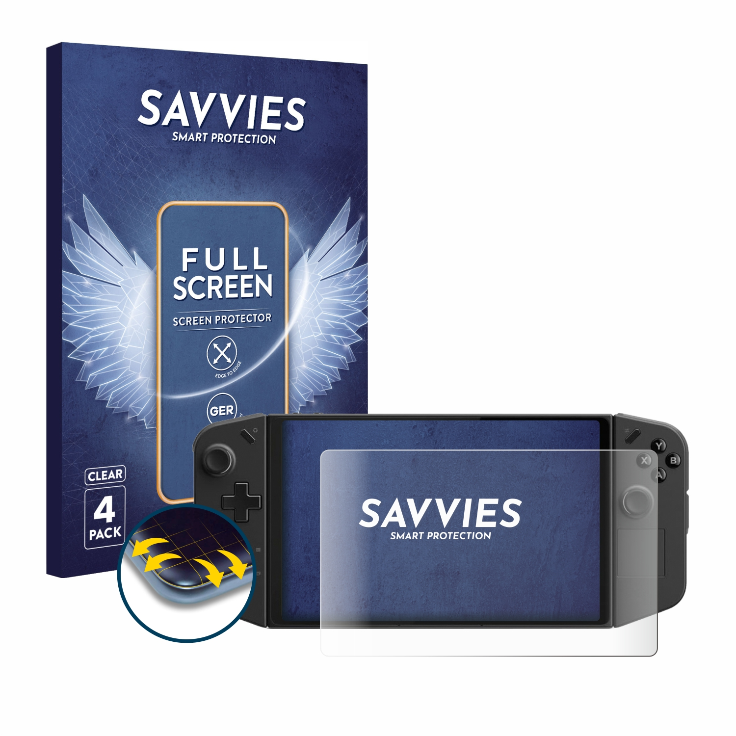SAVVIES 4x Flex Legion Go) Schutzfolie(für Curved Lenovo Full-Cover 3D