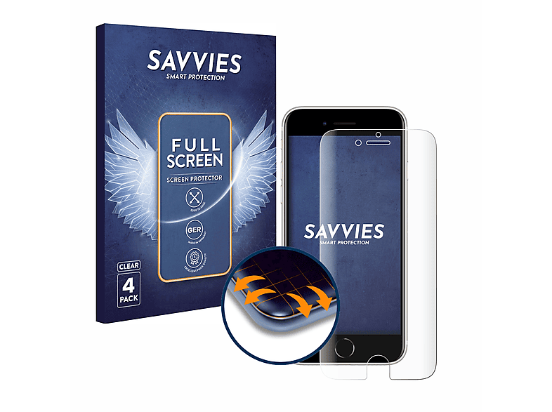 SAVVIES 4x Flex Full-Cover SE Apple Curved 3D Schutzfolie(für 2022) 3 iPhone