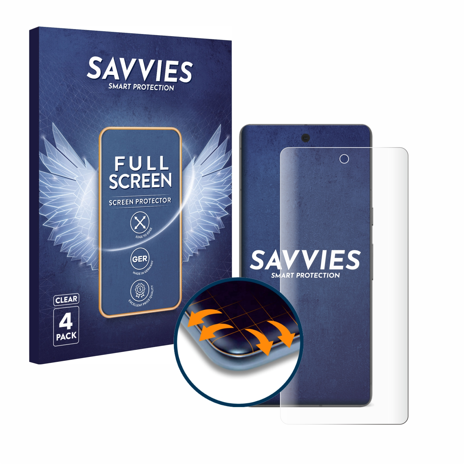 Curved Schutzfolie(für Full-Cover 4x SAVVIES 7) Google 3D Flex Pixel