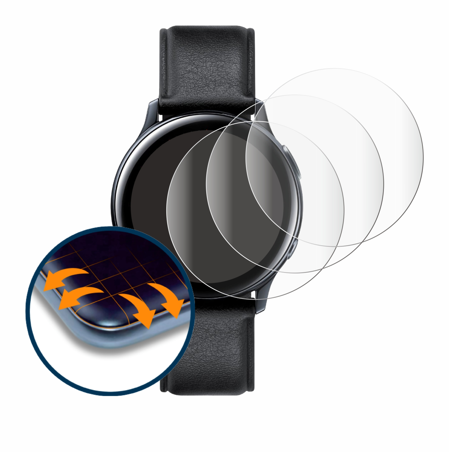 Flex (40mm)) Full-Cover Watch Galaxy SAVVIES 2 Samsung Schutzfolie(für Curved 4x 3D Active