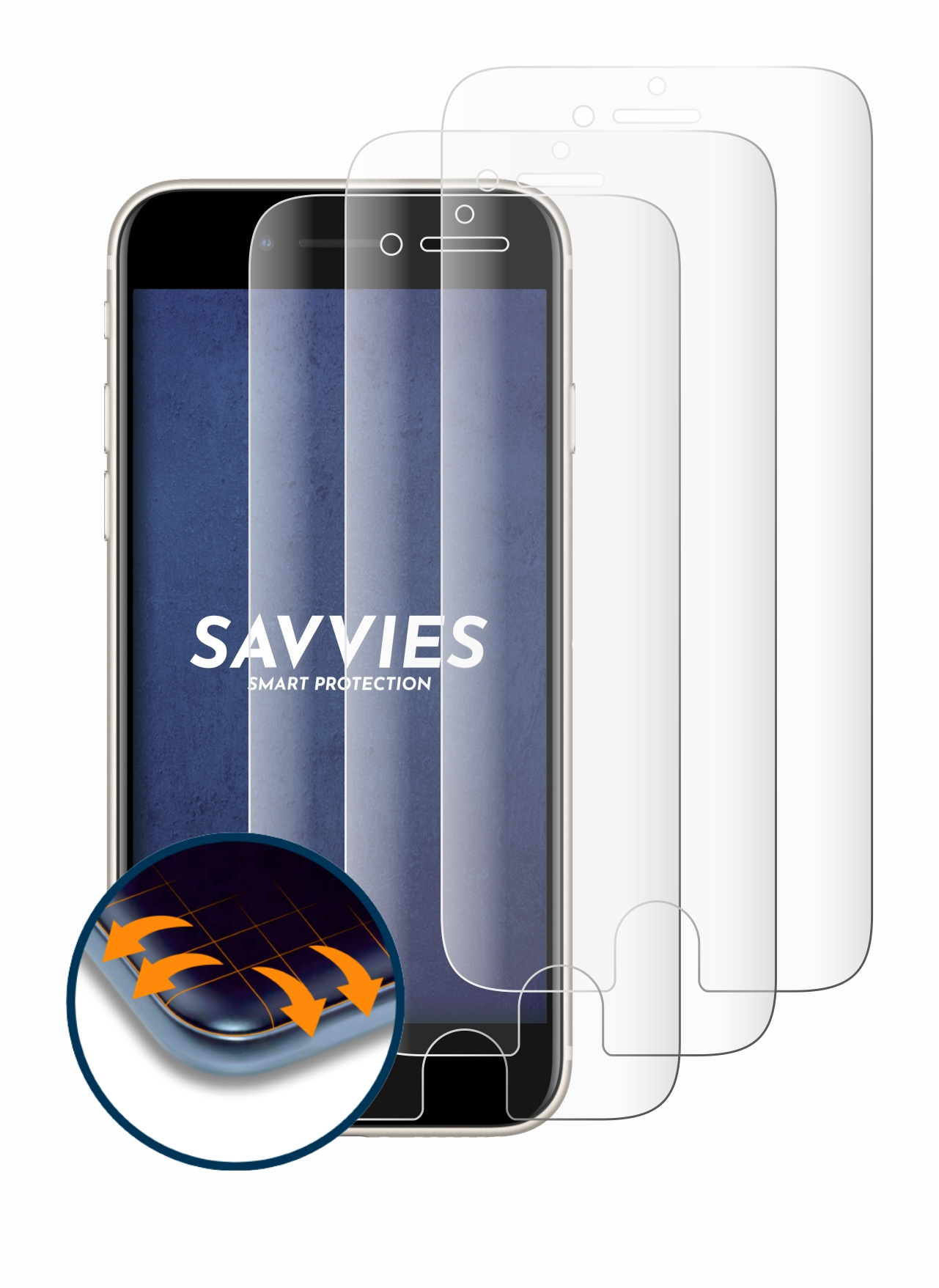 Apple SAVVIES 3 4x Full-Cover iPhone Flex 3D 2022) SE Schutzfolie(für Curved