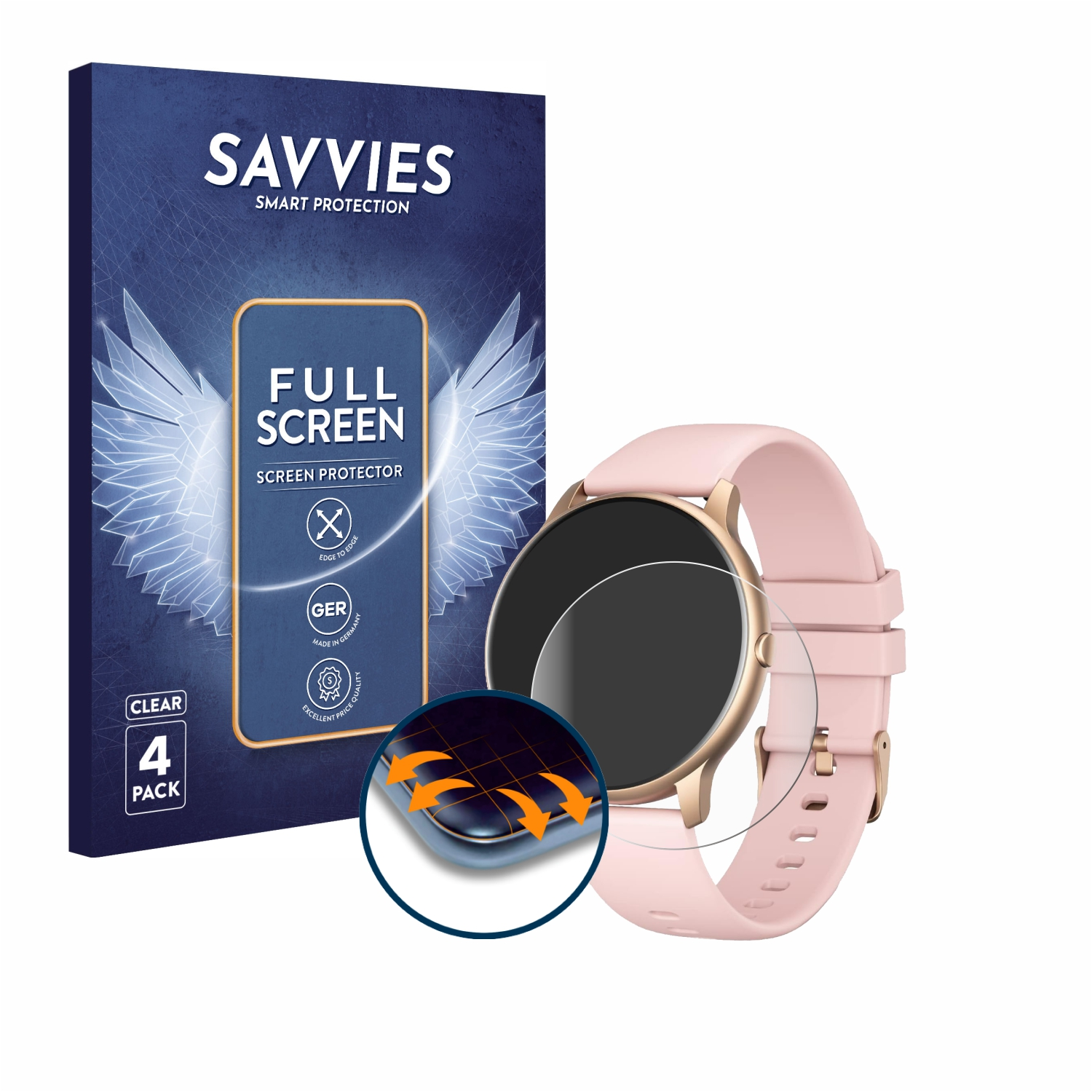 SAVVIES 4x GRV Schutzfolie(für Full-Cover Curved R01) 3D Flex