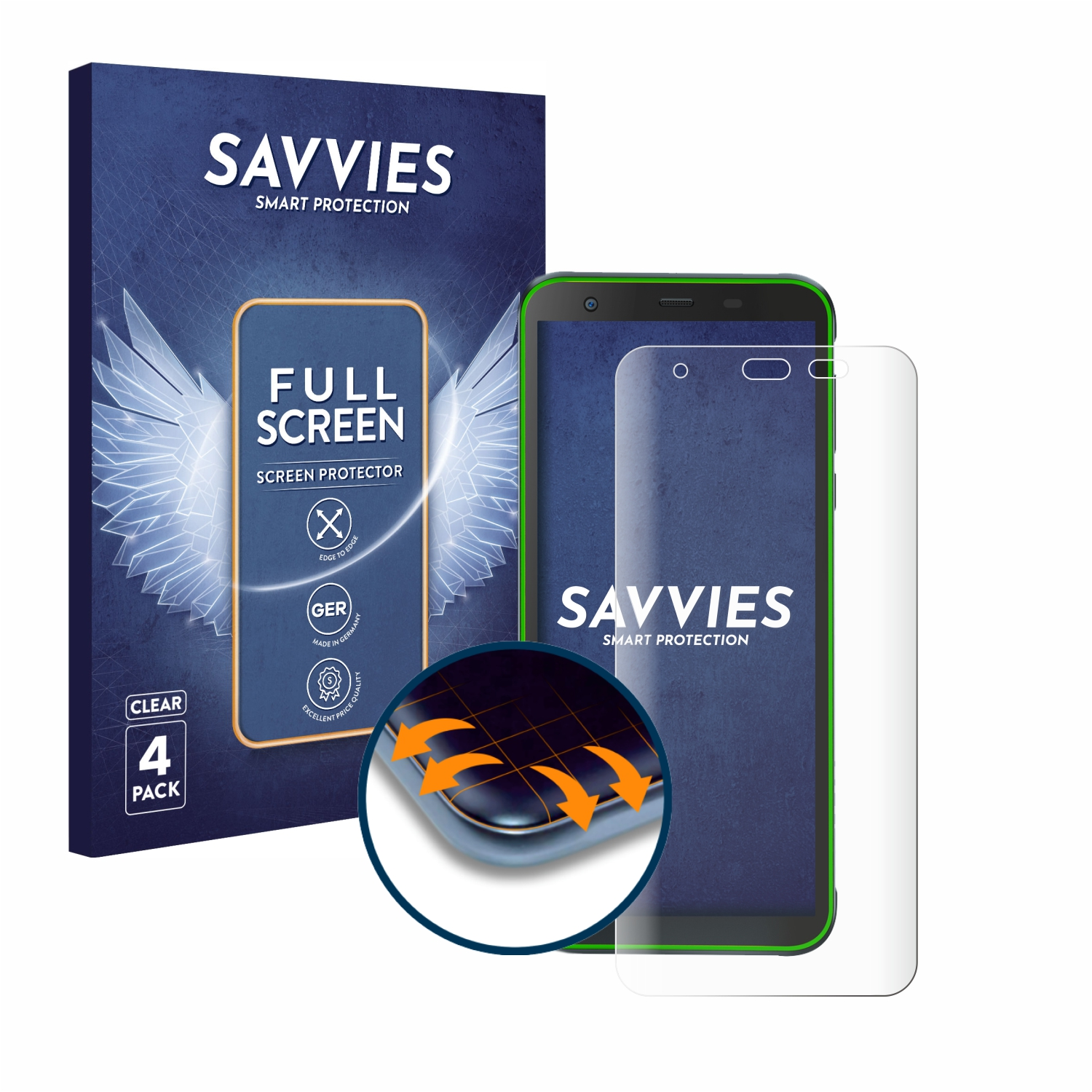 SAVVIES 4x Flex Full-Cover BV6300 Blackview Pro) Curved Schutzfolie(für 3D