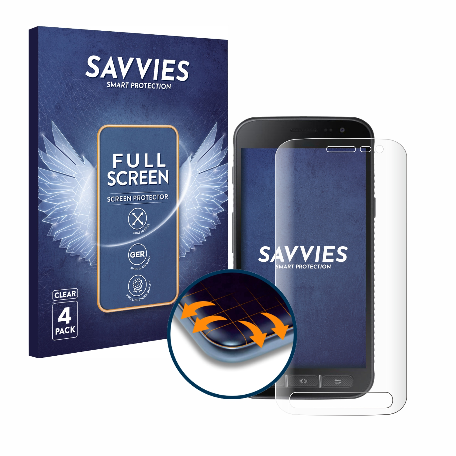 SAVVIES 4x Flex Curved Samsung Full-Cover Galaxy 4) Schutzfolie(für Xcover 3D