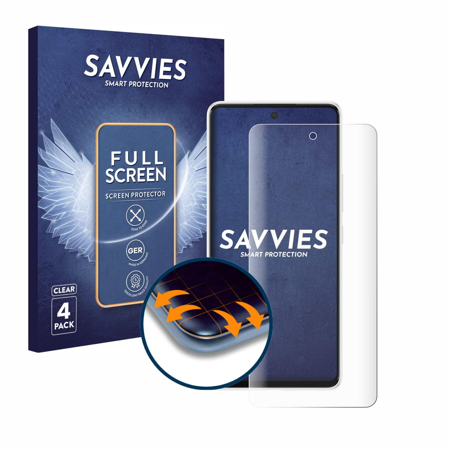 3D SAVVIES Curved Flex 4x Samsung Galaxy A53 Schutzfolie(für 5G) Full-Cover