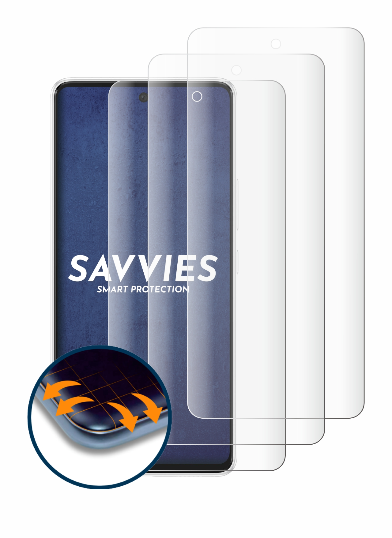 SAVVIES 4x Flex Curved Samsung Schutzfolie(für A53 5G) Full-Cover 3D Galaxy