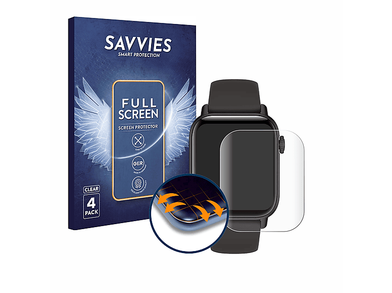 SAVVIES 4x Flex Full-Cover 3D Curved Schutzfolie(für ASWEE QS08)