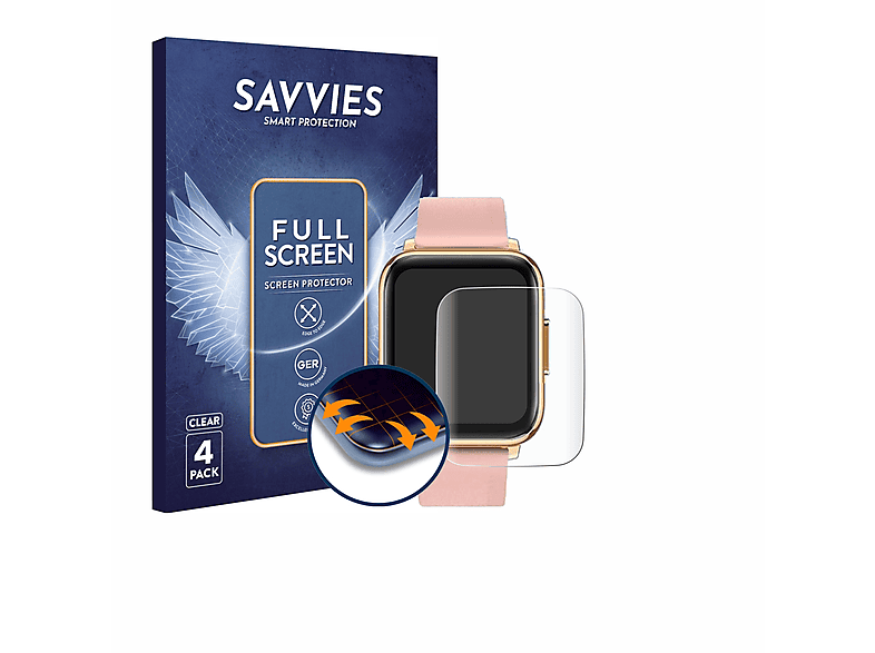 SAVVIES 4x Flex Full-Cover 3D Curved Schutzfolie(für FMK IP68 1.7\
