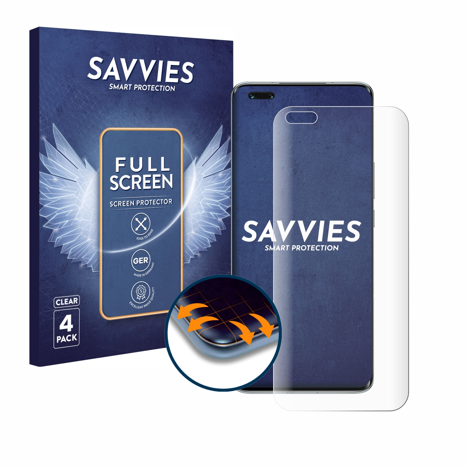 SAVVIES 4x Flex Full-Cover Curved Magic 4 Honor Schutzfolie(für 3D Pro)
