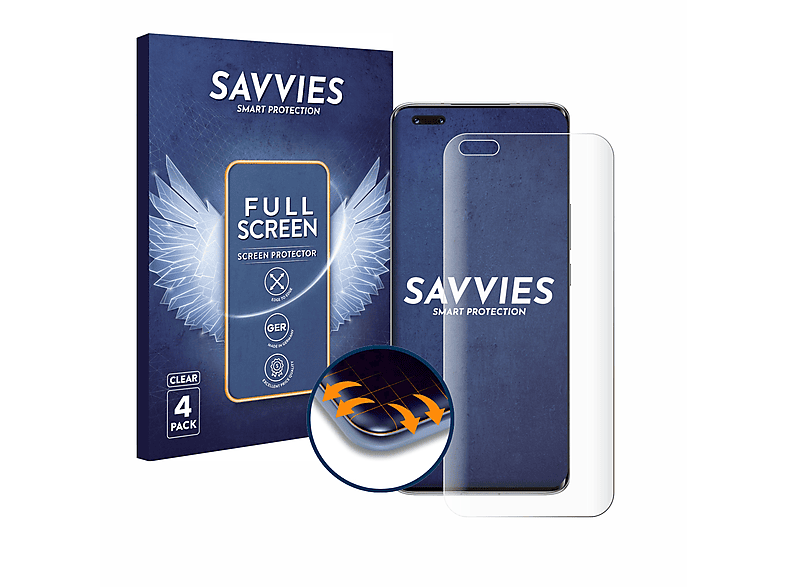 SAVVIES 4x Flex Full-Cover 3D Curved Schutzfolie(für Honor Magic 4 Pro)