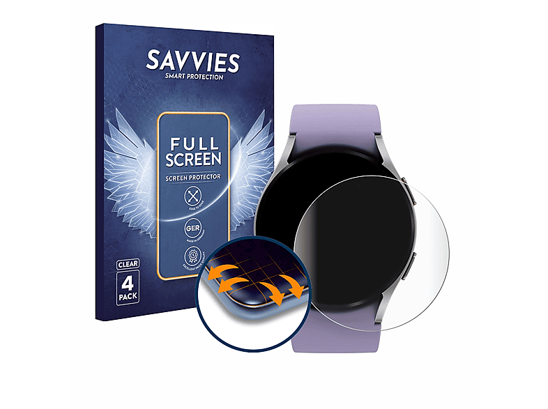 Samsung Watch 5 Flex Galaxy (40mm)) Curved 4x Schutzfolie(für Full-Cover SAVVIES 3D