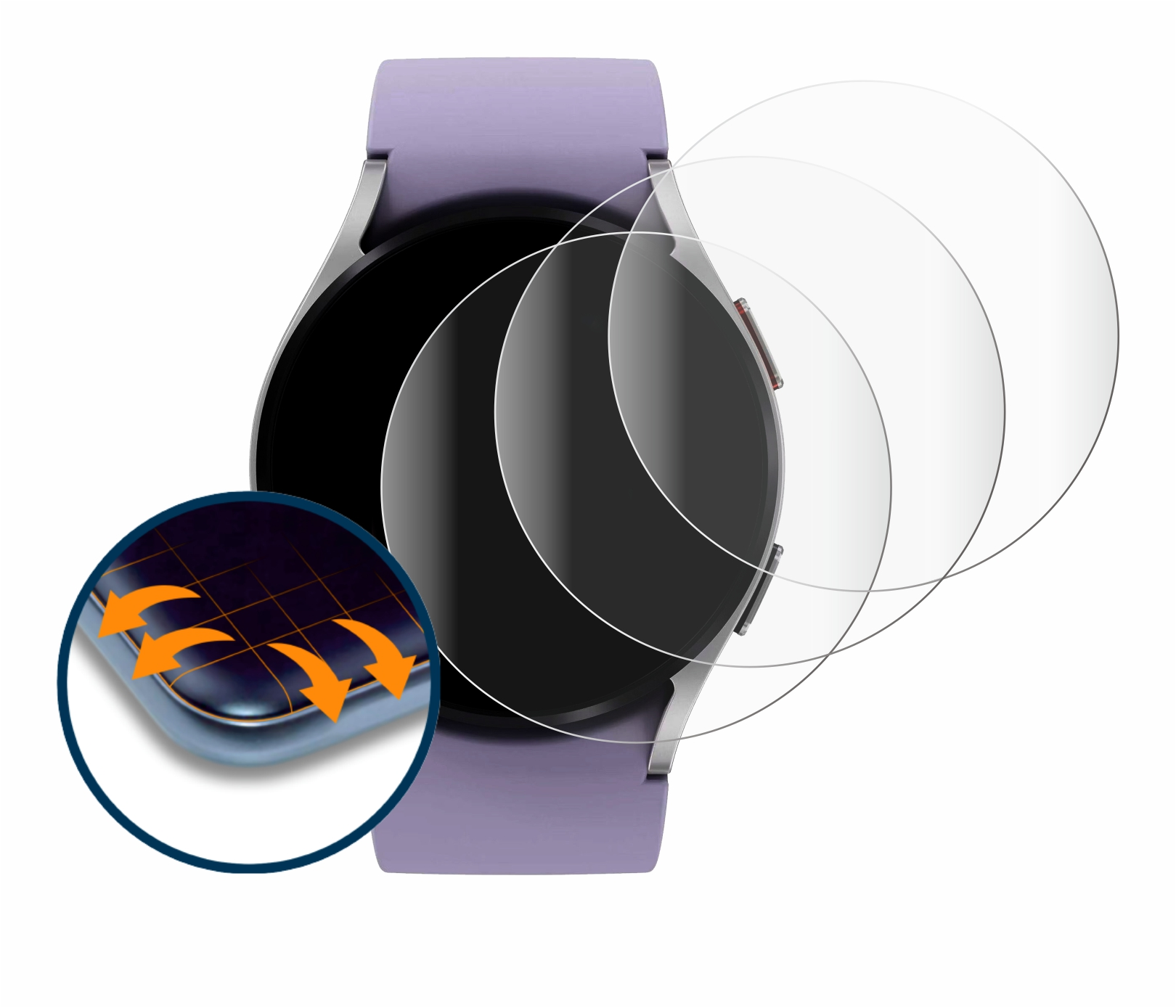 SAVVIES 4x Flex Full-Cover 3D Schutzfolie(für Galaxy Samsung Watch Curved (40mm)) 5