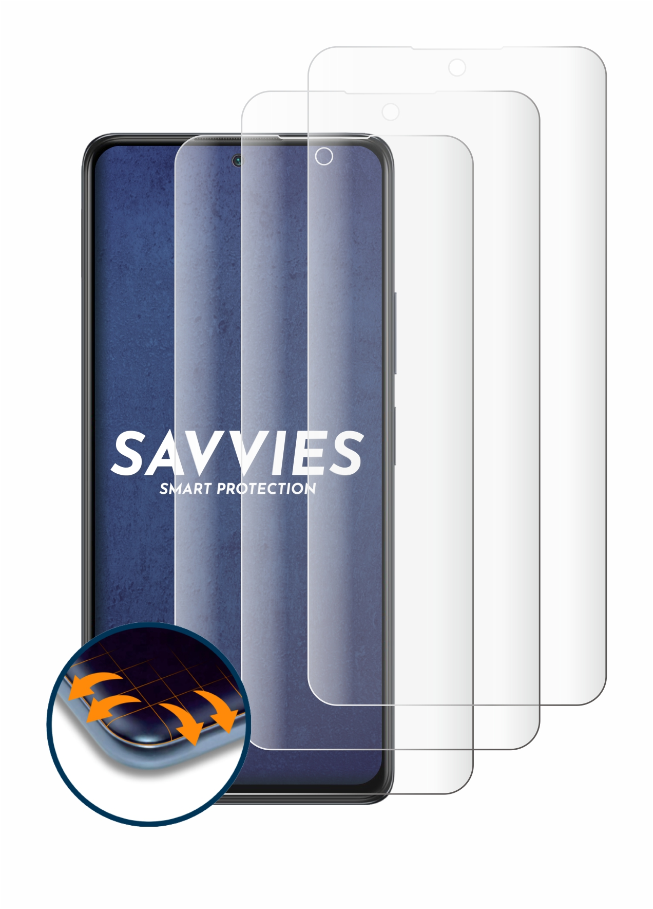 SAVVIES 4x Curved 10 Flex Schutzfolie(für Note Pro) Full-Cover 3D Redmi Xiaomi