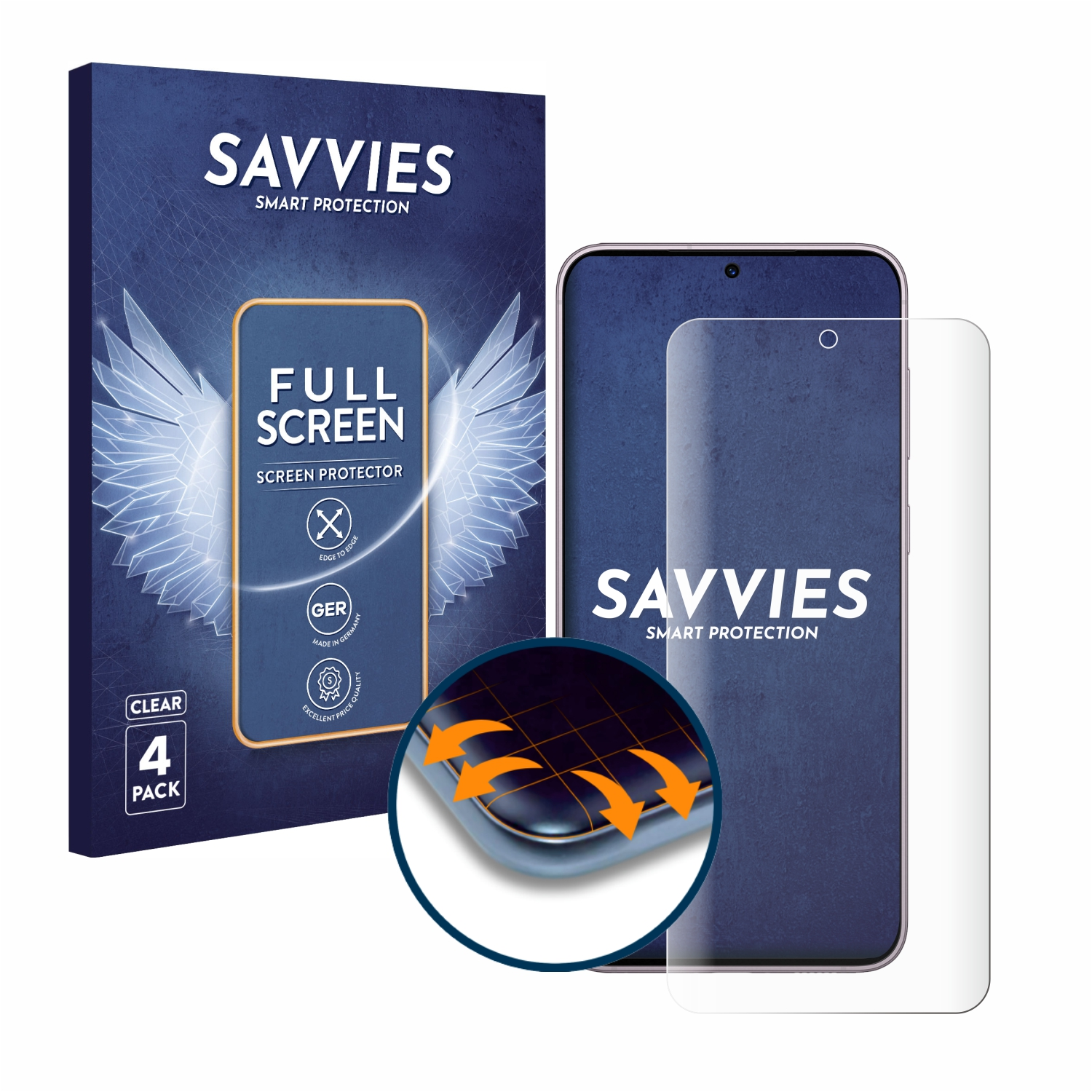 Samsung Schutzfolie(für 4x Galaxy S23) 3D Flex Full-Cover Curved SAVVIES
