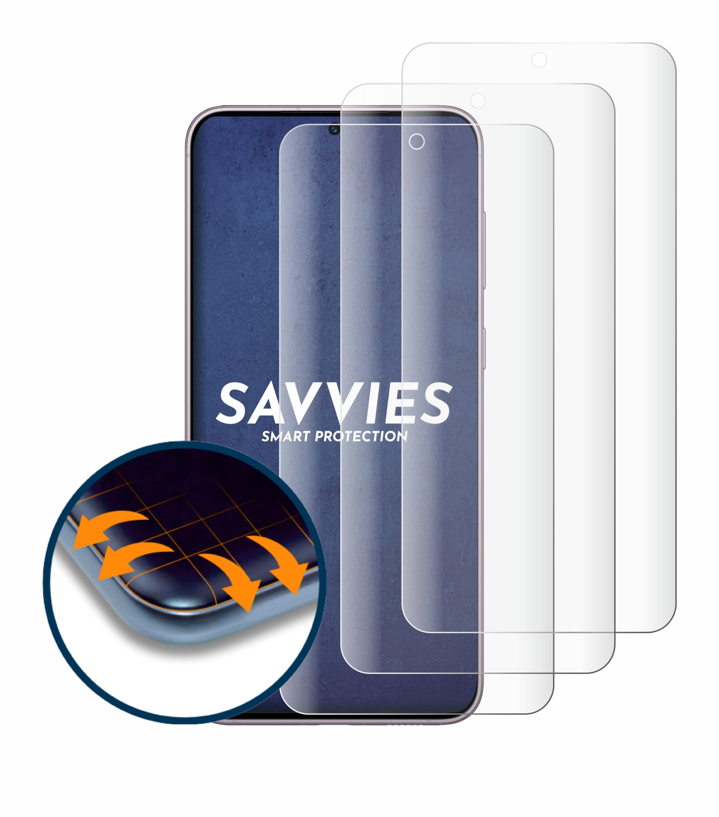 S23) Full-Cover 4x Samsung Curved Flex SAVVIES Schutzfolie(für 3D Galaxy