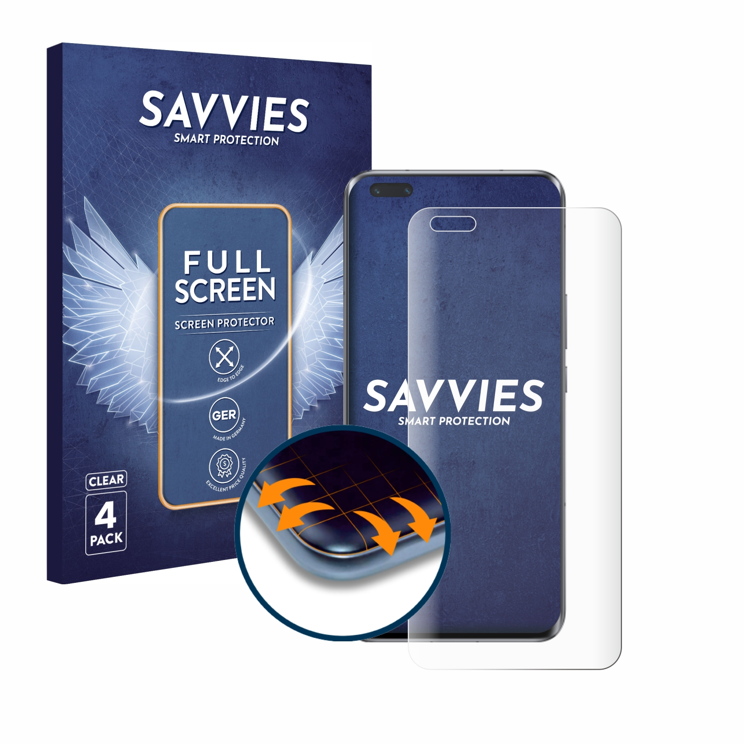 SAVVIES 4x Full-Cover Pro) Honor Curved Schutzfolie(für 3D Flex Magic 5