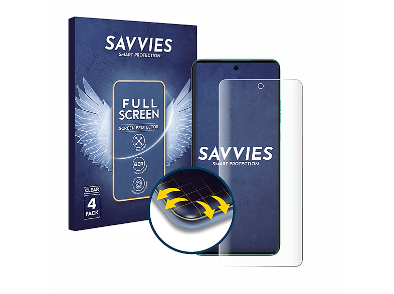 Schutzfolie(für SAVVIES Full-Cover 40 Motorola Curved Flex Neo) 4x Edge 3D