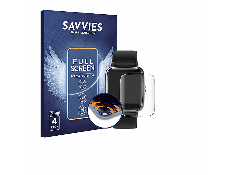 SAVVIES 4x Flex Full-Cover 3D Curved Schutzfolie(für Fitpolo ID205L 1.3\