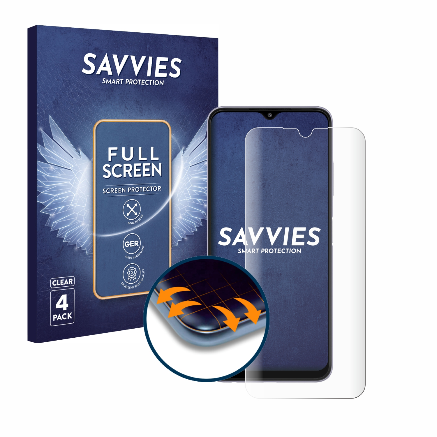 SAVVIES 4x Flex Full-Cover 3D Samsung Galaxy Schutzfolie(für Curved A22 5G)