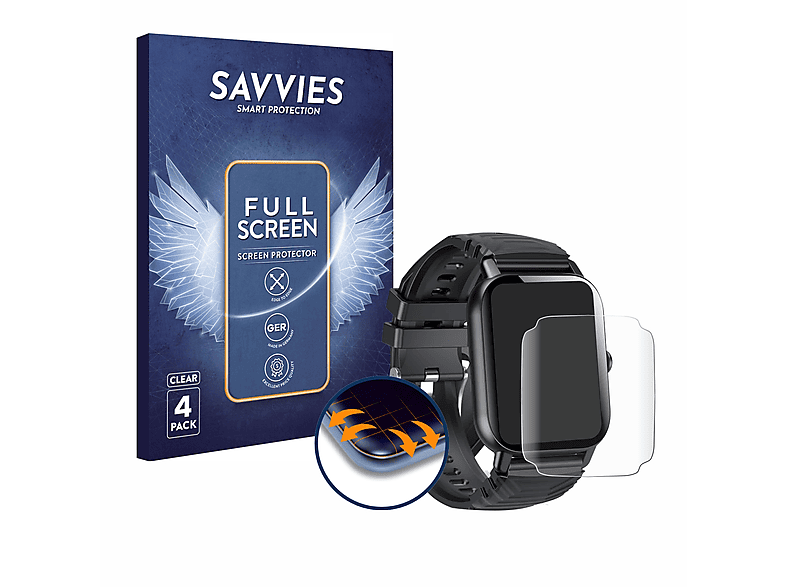 SAVVIES 4x Flex Full-Cover 3D Curved Schutzfolie(für Ddidbi P66D 1.85\
