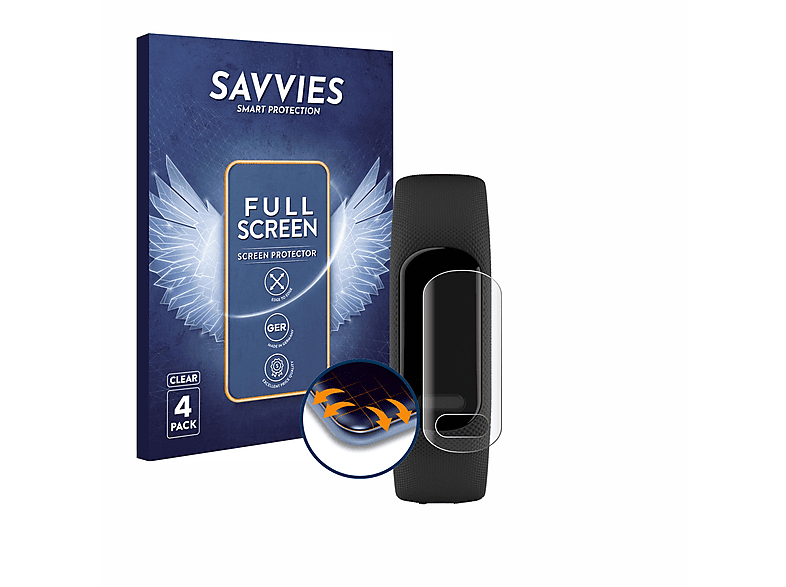 SAVVIES 4x Flex Full-Cover 3D Curved Schutzfolie(für Garmin Vivosmart 5)