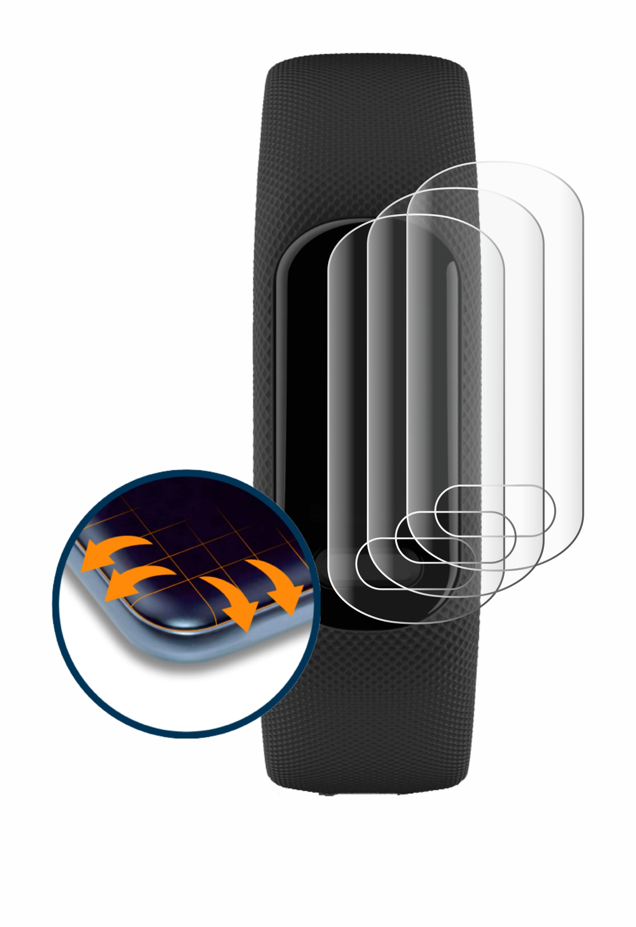 5) Curved Vivosmart Schutzfolie(für SAVVIES Flex 3D Full-Cover Garmin 4x
