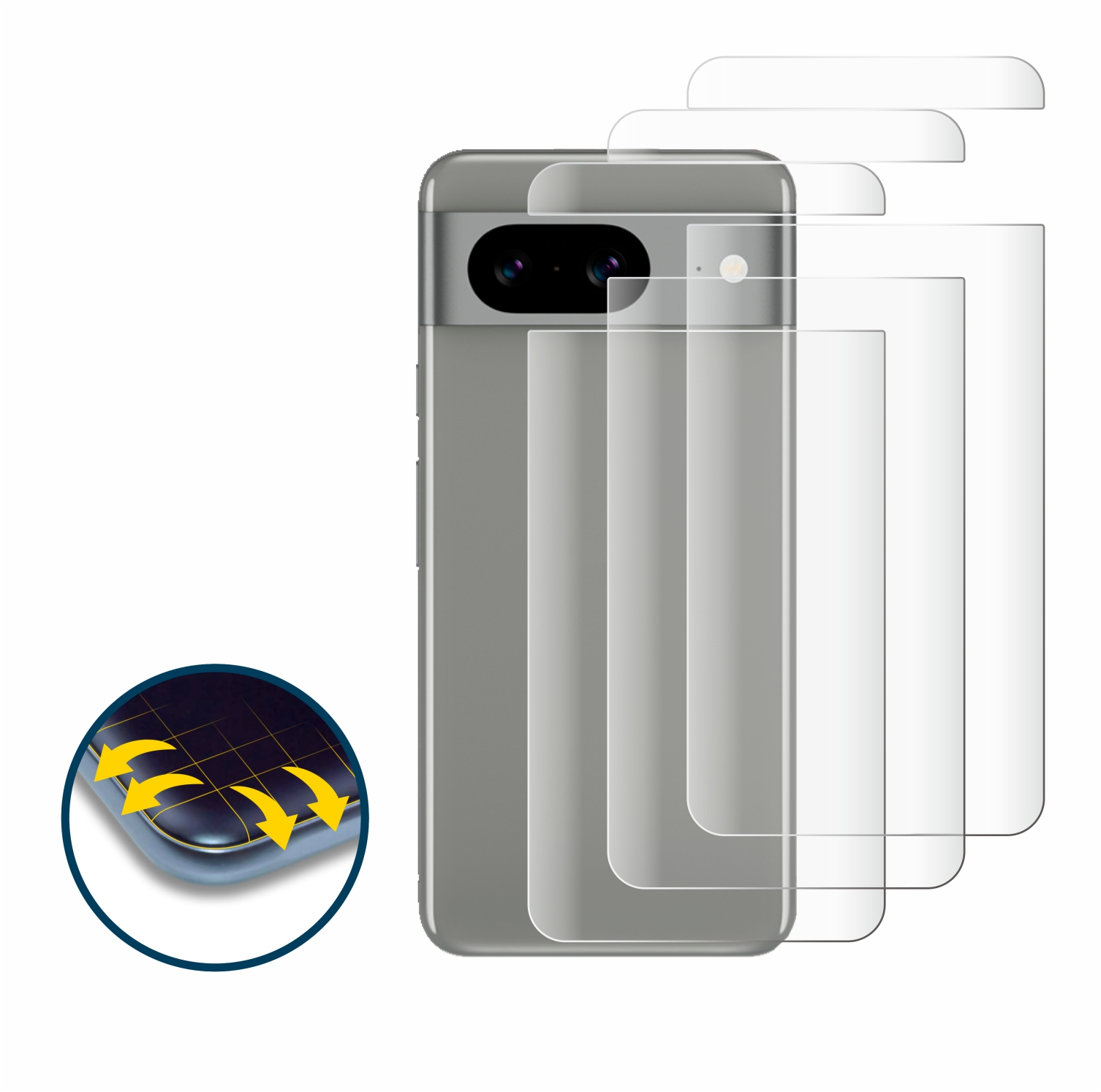 SAVVIES 4x Schutzfolie(für Pixel Curved Flex 8) Full-Cover 3D Google