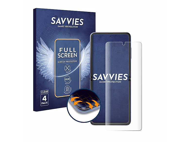 Schutzfolie(für Galaxy Full-Cover Samsung 3D Curved Z 5G) SAVVIES Flip 4x Flex