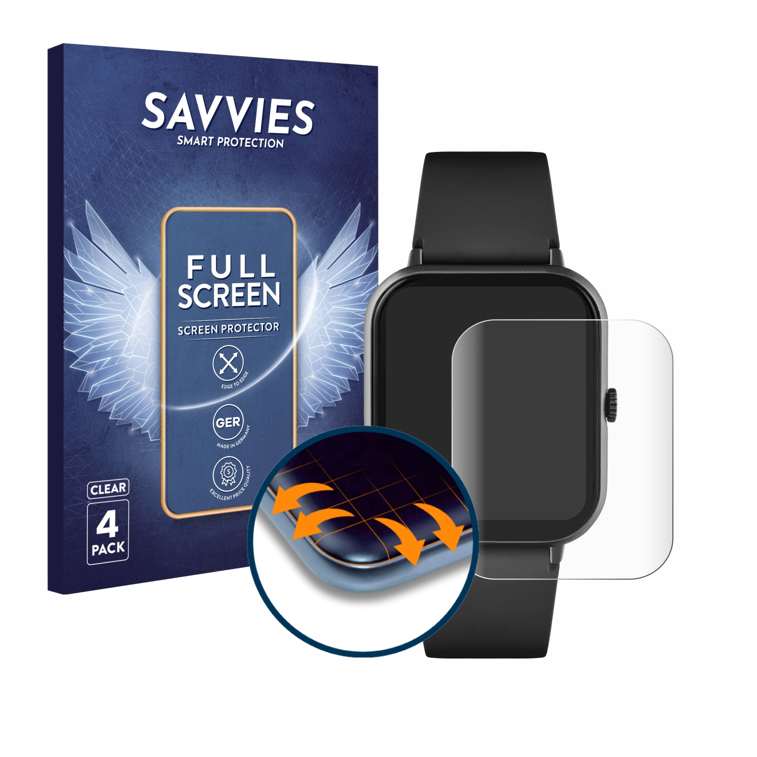 SAVVIES 4x Flex Full-Cover Series 23) 3D Reflex Curved Schutzfolie(für Active