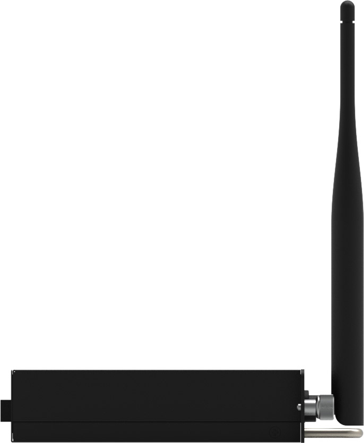 Un router antenna nero con una singola antenna.